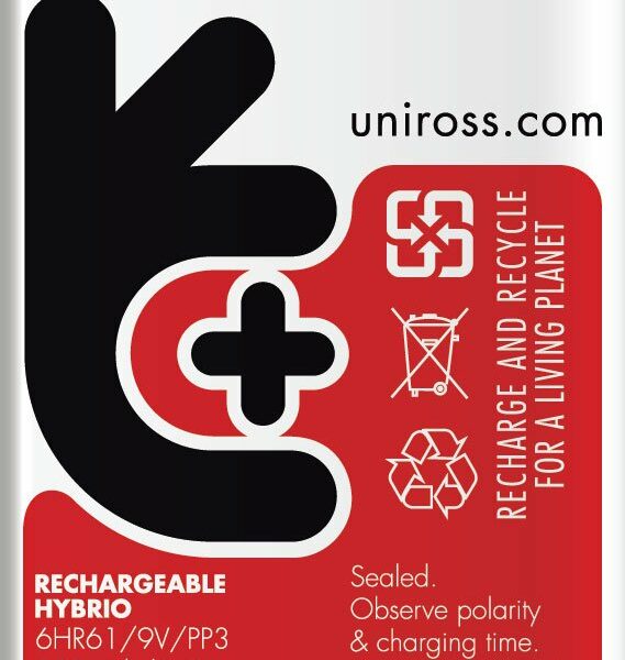 Uniross PP3 9V 200 Hybrio Rechargable Battery